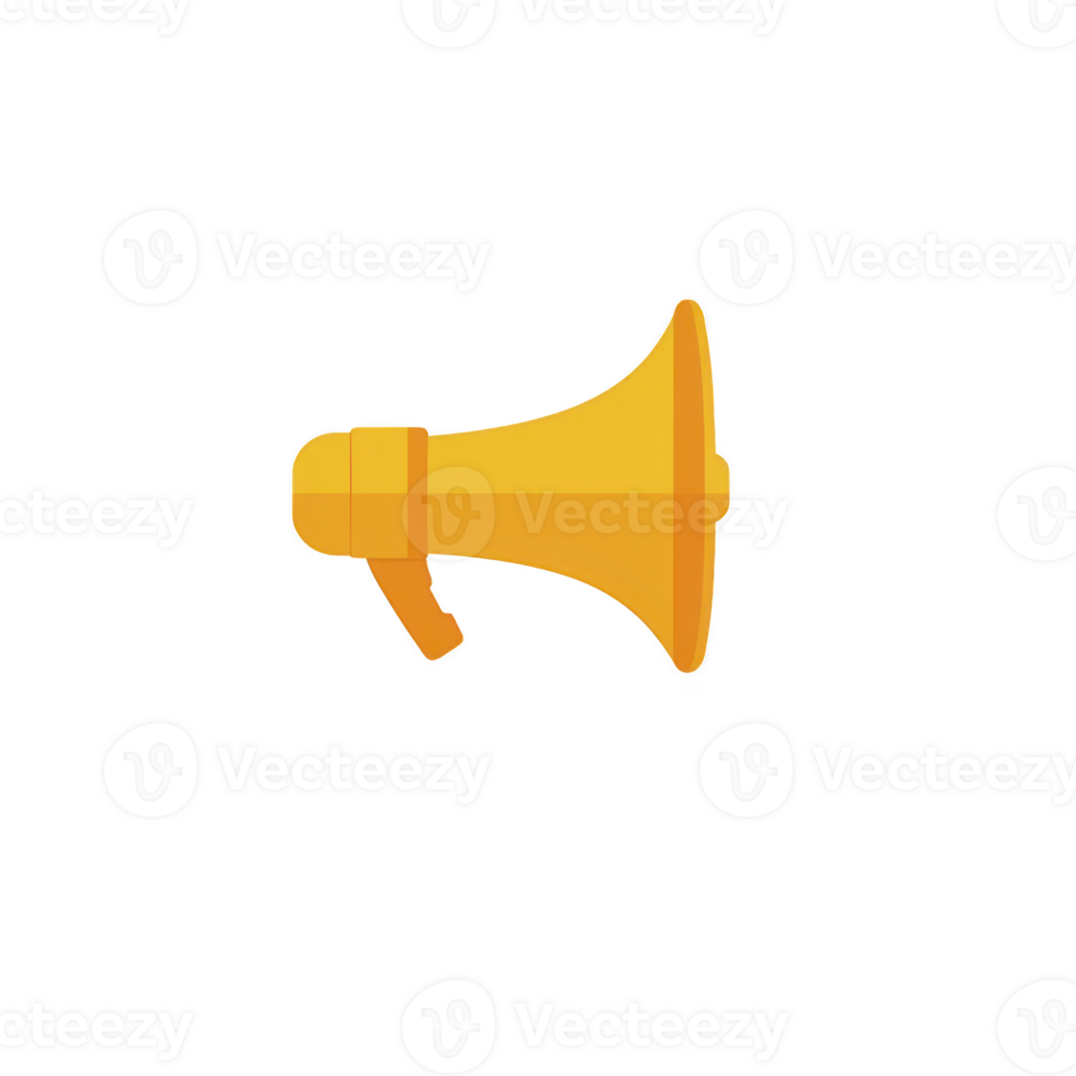 Bright yellow megaphone icon with simple design, symbolizing communication and announcements. image conveys sense of urgency and attention png