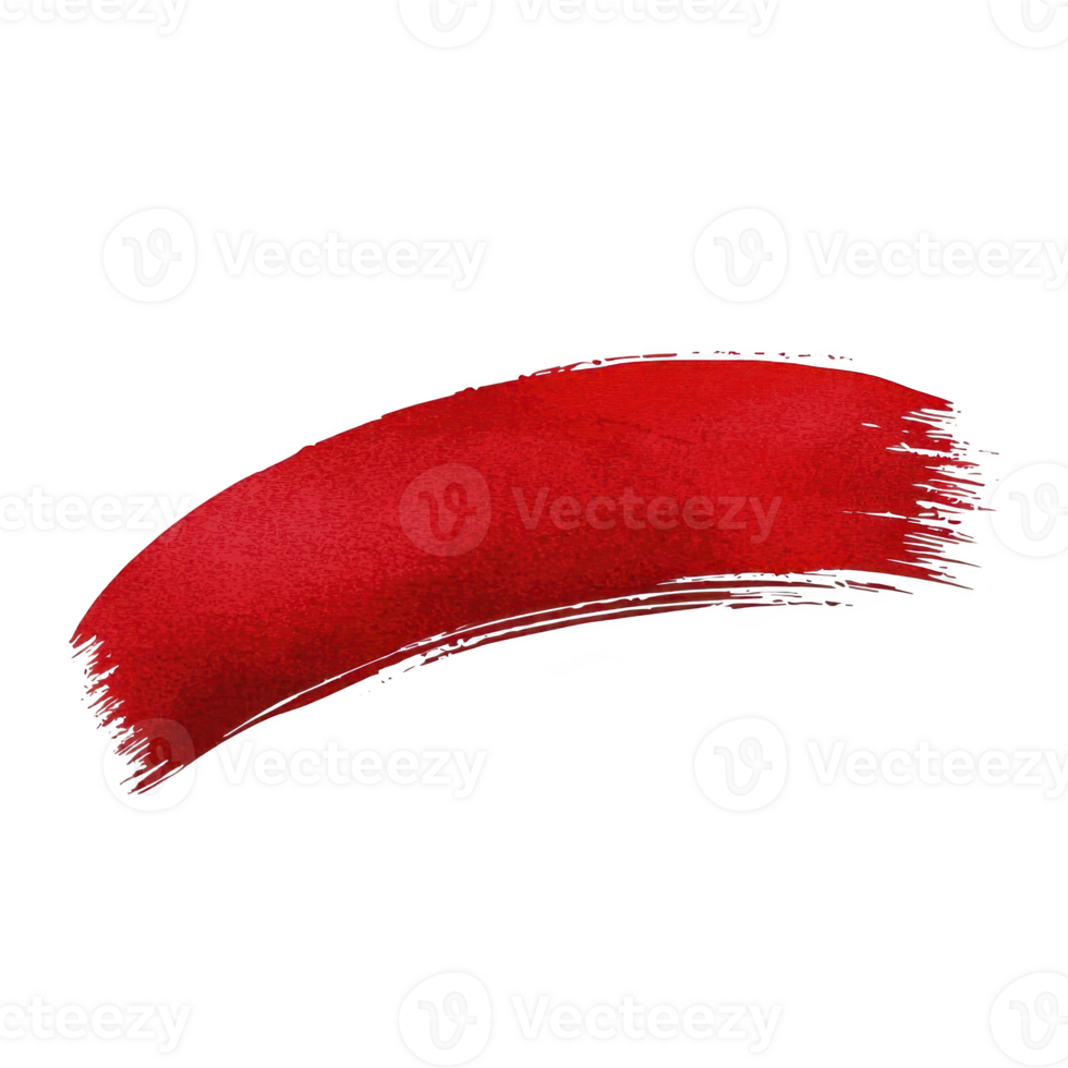 Vibrant red brushstroke with textured edges on transparent background, conveying creativity and artistic expression png