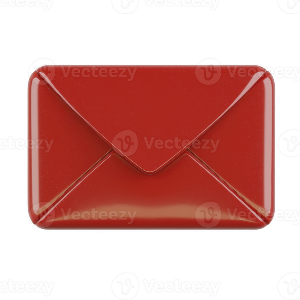 Shiny red envelope icon with glossy finish, symbolizing communication or messaging. envelope is depicted in simple, modern style, often used in digital or graphic design contexts png