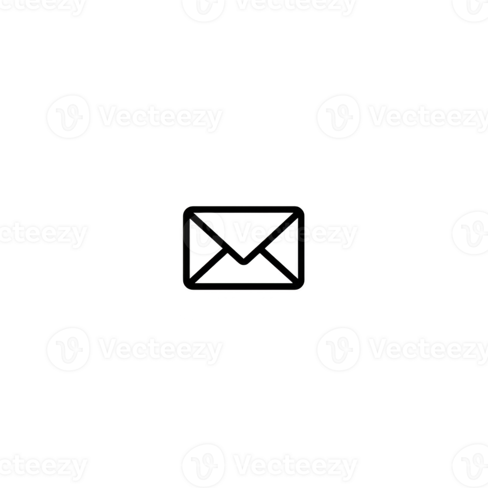 Simple black envelope icon on transparent background, representing email or messaging. minimalist design is suitable for digital communication themes png