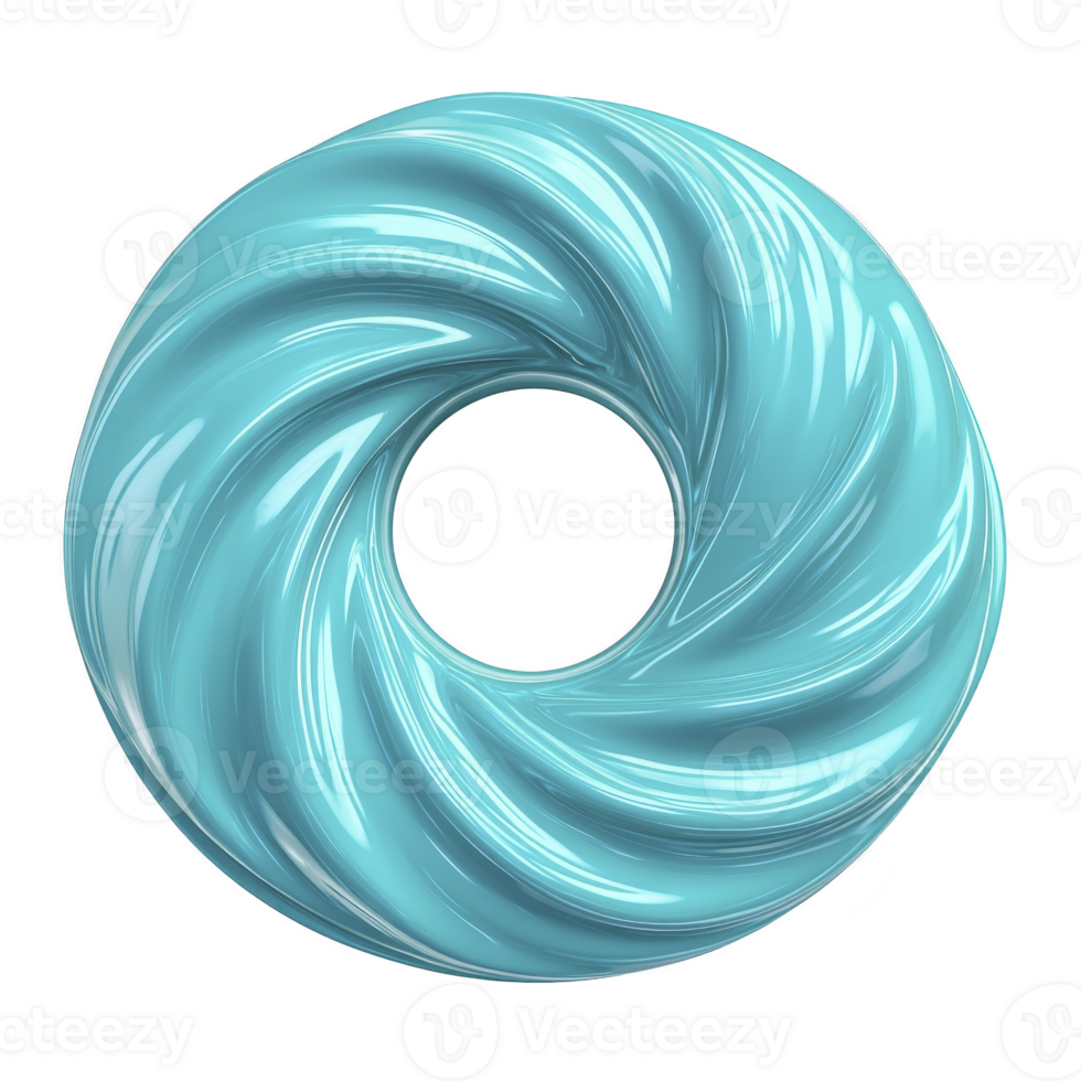Glossy, swirling blue abstract shape resembling twisted torus with shiny surface and smooth texture. design is modern and artistic, evoking sense of fluidity and motion png