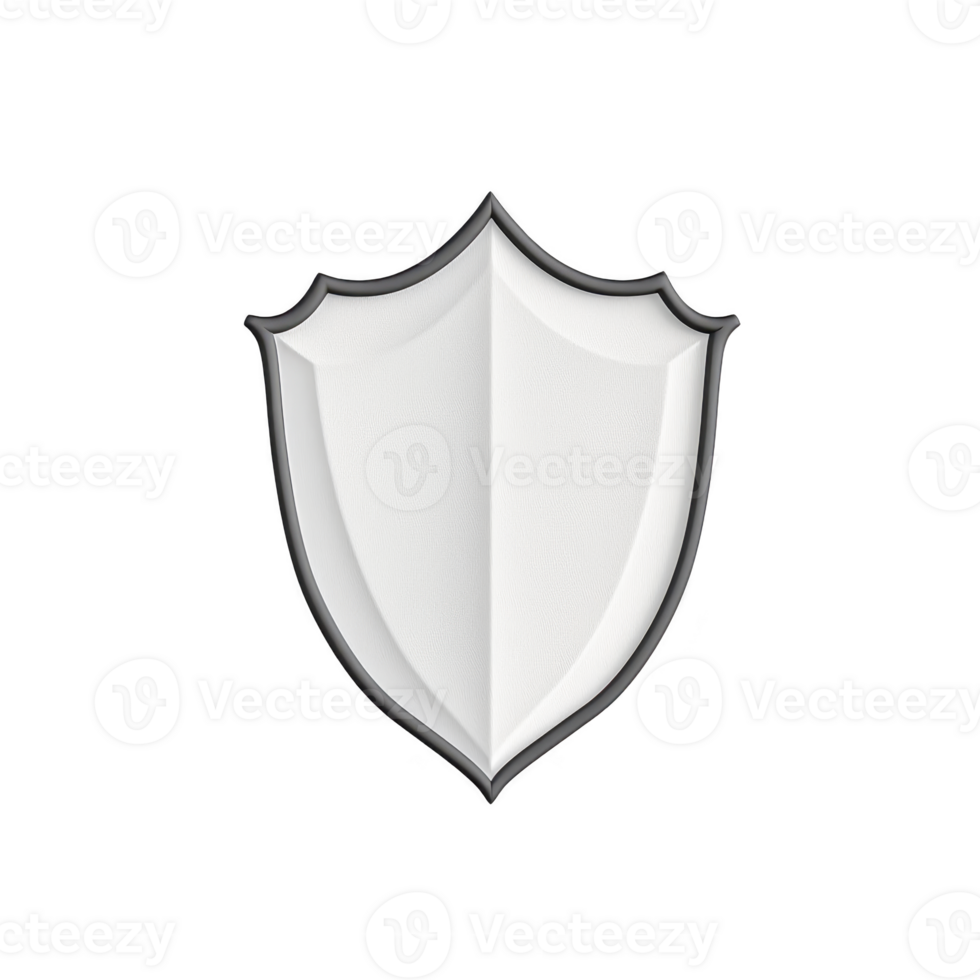 white shield with simple, sleek design is depicted against transparent background, symbolizing protection and security. shield minimalist style conveys strength and reliability png