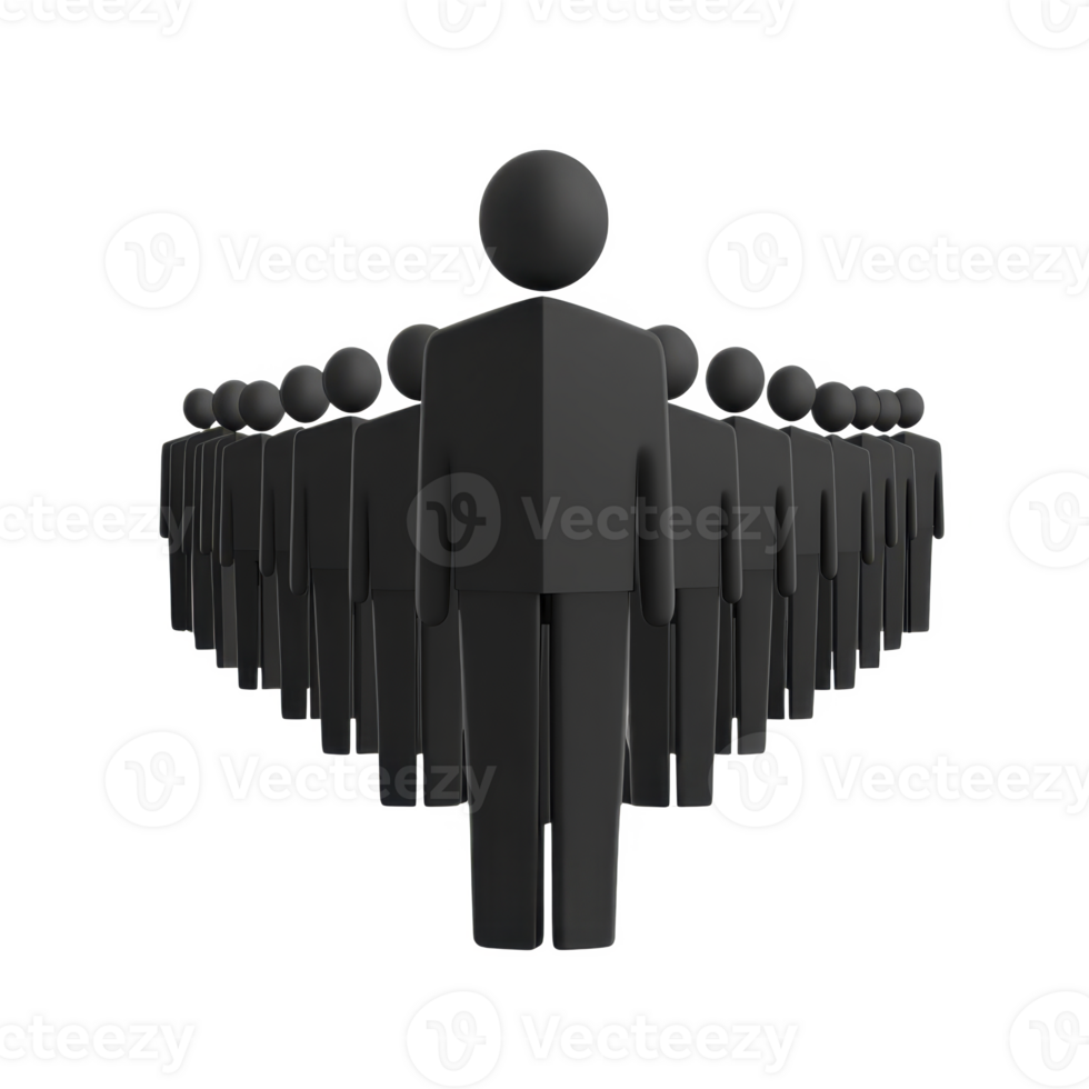 group of stylized black figures stand in V formation, symbolizing unity and teamwork. minimalist design emphasizes collaboration and leadership, creating sense of harmony png