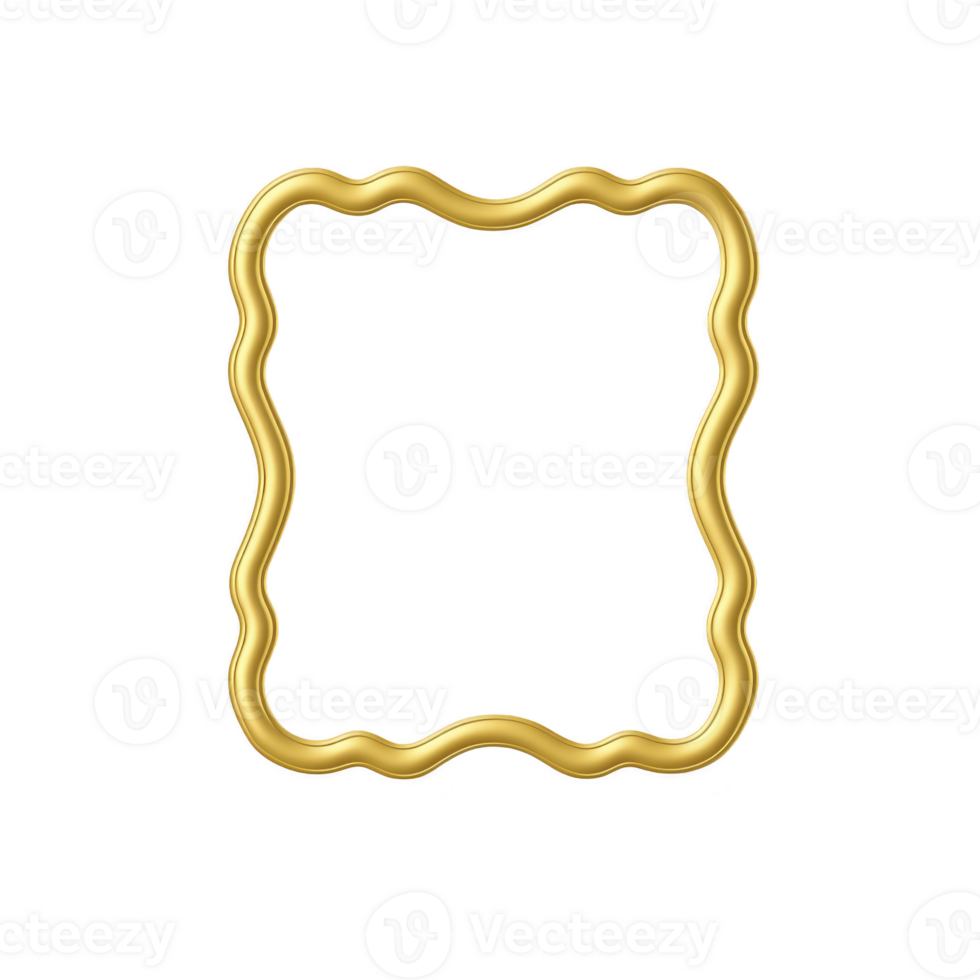 wavy, square shaped golden frame with shiny finish, perfect for adding elegant touch to photos or artwork. frame unique design adds modern and luxurious feel png