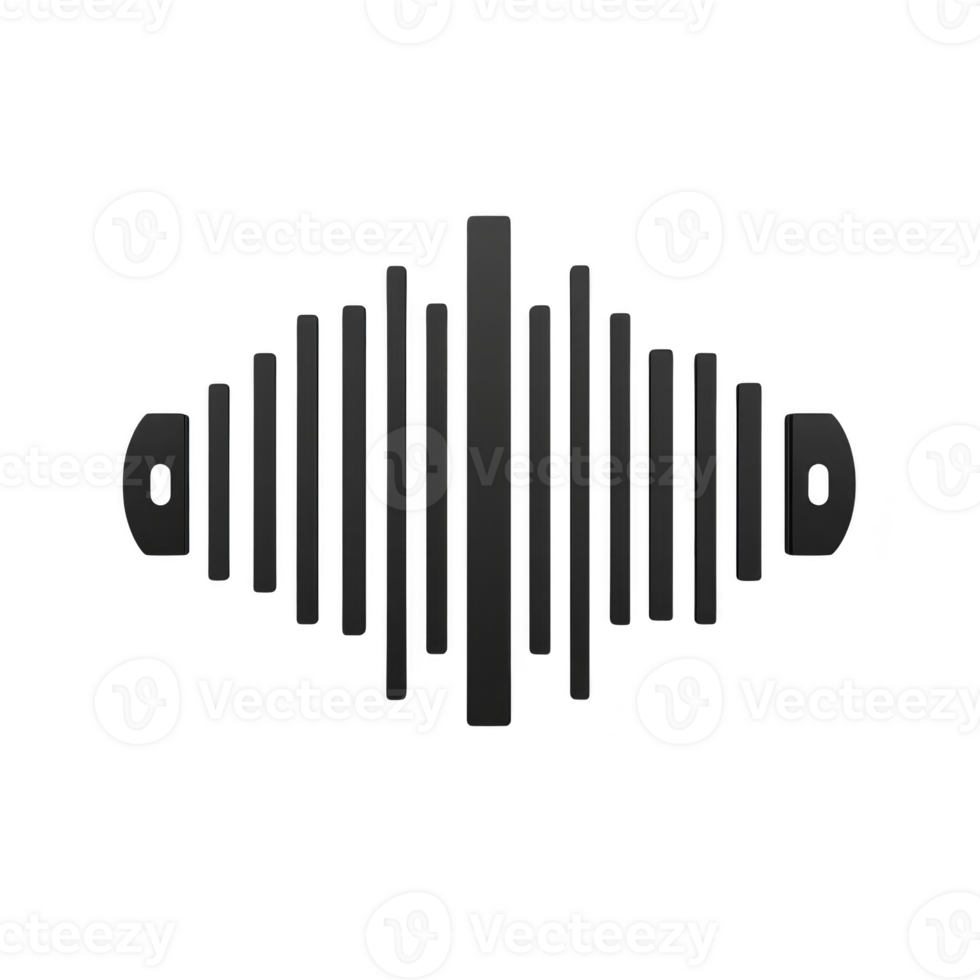 This features symmetrical abstract design with vertical black bars of varying heights and thicknesses, creating balanced and modern visual effect. pattern resembles sound waves or equalizer png