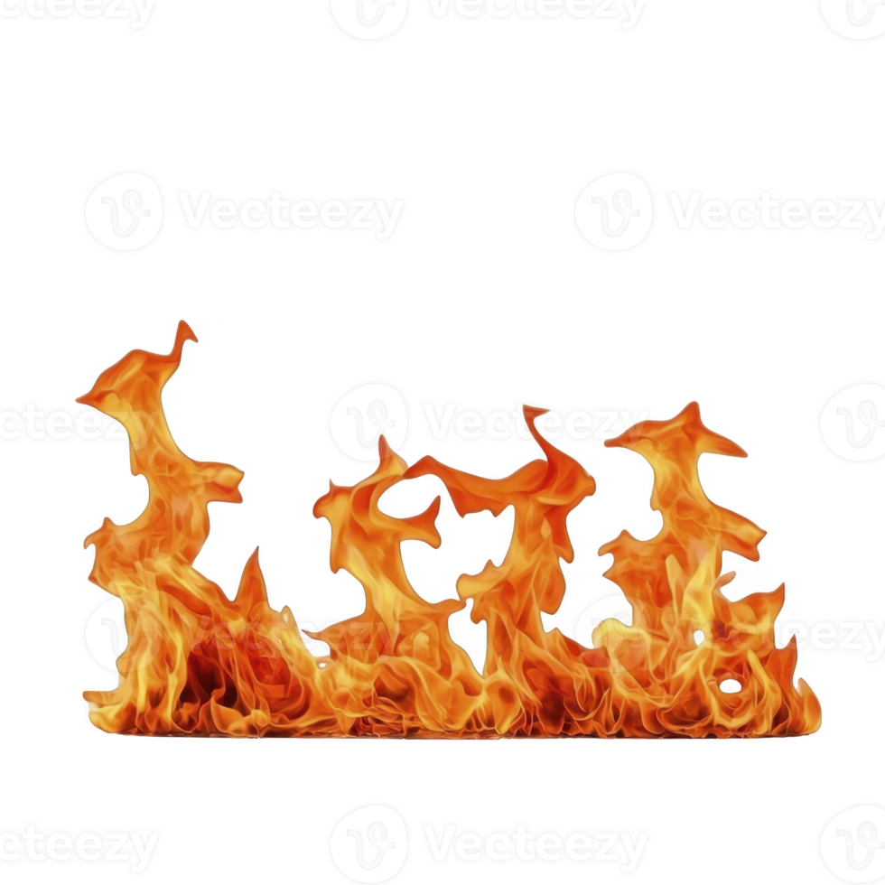 dynamic display of bright orange and yellow flames dances against transparent background, creating sense of intense heat and energy. fiery elements are vivid and captivating png