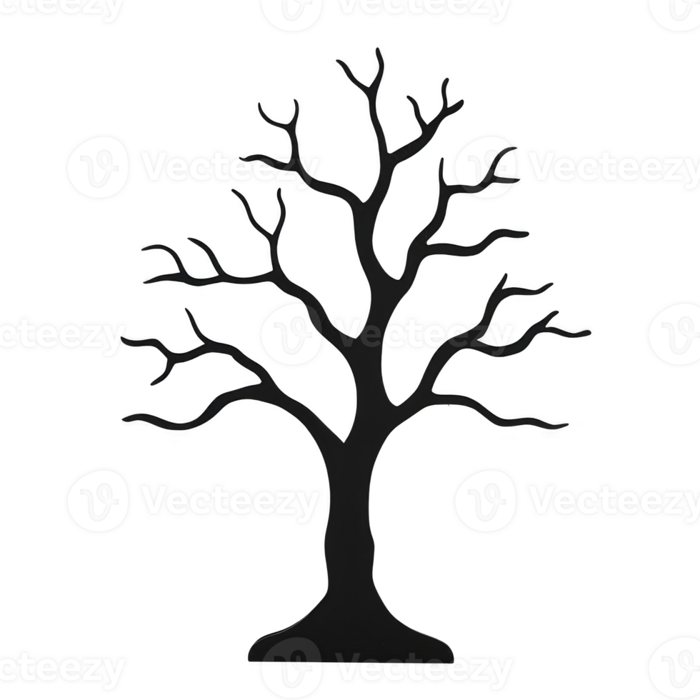 silhouette of leafless tree with bare branches against transparency background, evoking sense of simplicity and stark beauty png