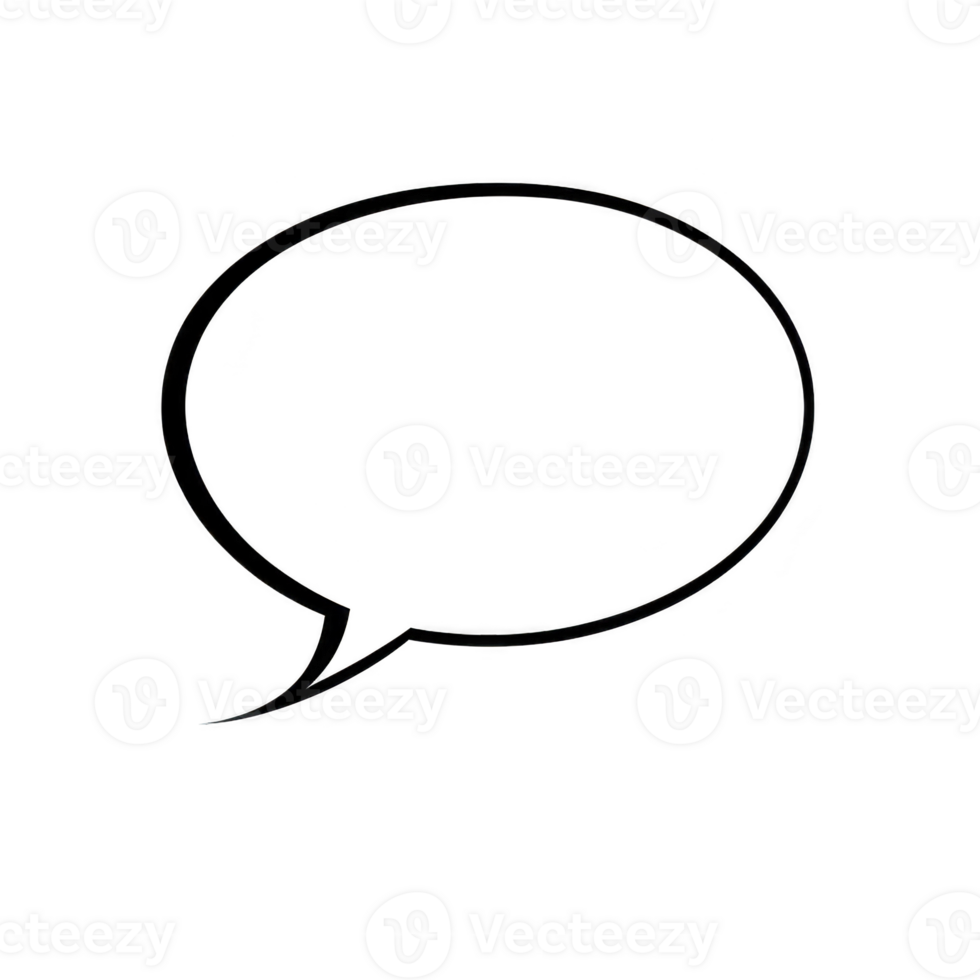 simple black outline of speech bubble on transparent background, often used in comics or graphic design to indicate dialogue or thoughts png