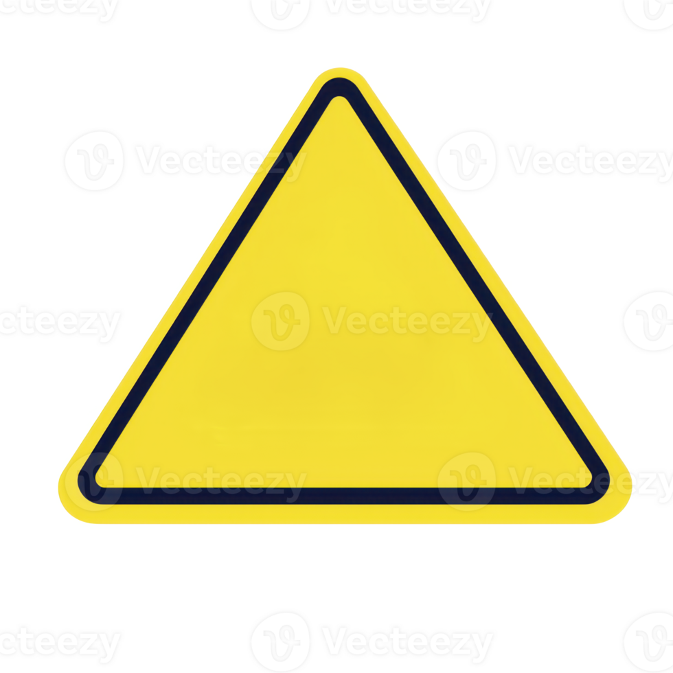 yellow triangular warning sign with black border, commonly used to indicate caution or alert for potential hazards. bright color and shape are designed to attract attention png
