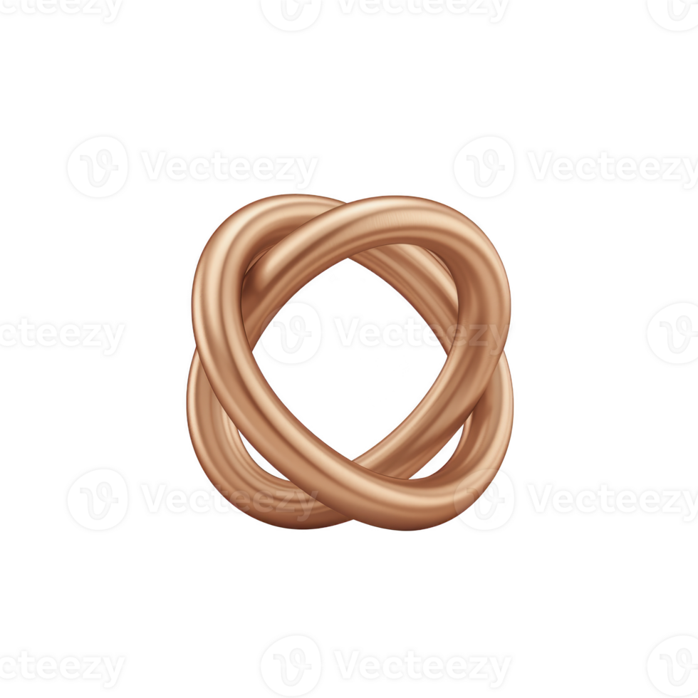 This features shiny, metallic, intertwined knot with smooth surface, resembling sculpture or abstract art piece. object has copper or bronze color, creating modern and elegant appearance png