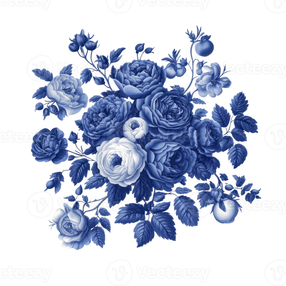 beautiful arrangement of blue and white roses and peonies creates elegant floral design, showcasing intricate details and harmonious blend of colors. composition exudes sense of tranquility png