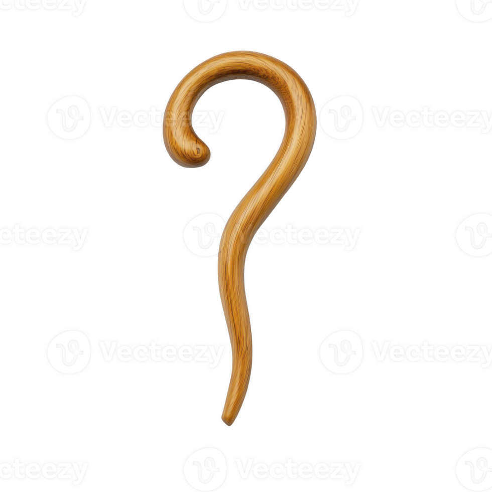 This features single piece of pasta shaped like question mark, isolated transparency background. pasta is golden brown, showcasing its texture and unique form.pasta shaped like question mark png
