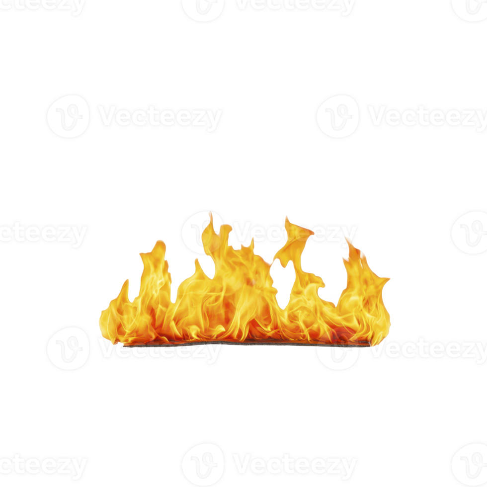 row of vibrant orange and yellow flames dances against transparent background, creating dynamic and intense visual effect. fire appears lively and energetic png
