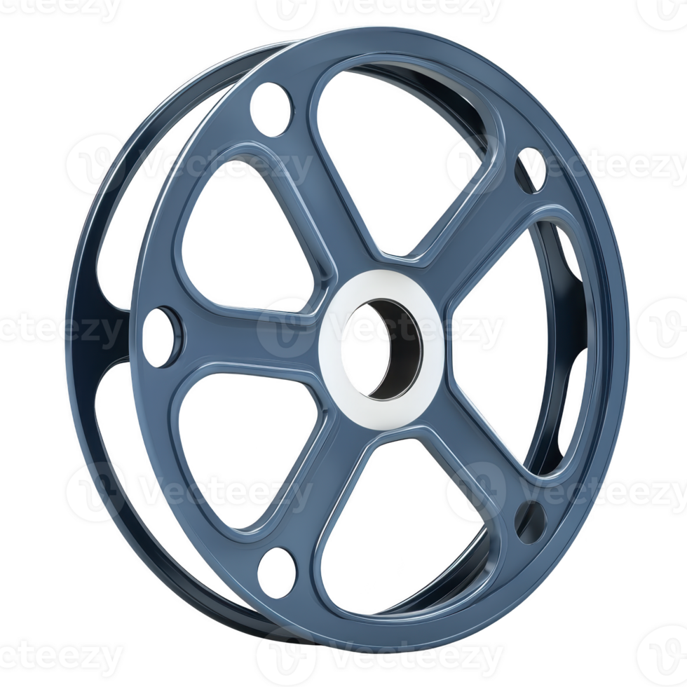 sleek, blue metallic wheel rim with modern design featuring five circular cutouts and polished finish, ideal for automotive enthusiasts png