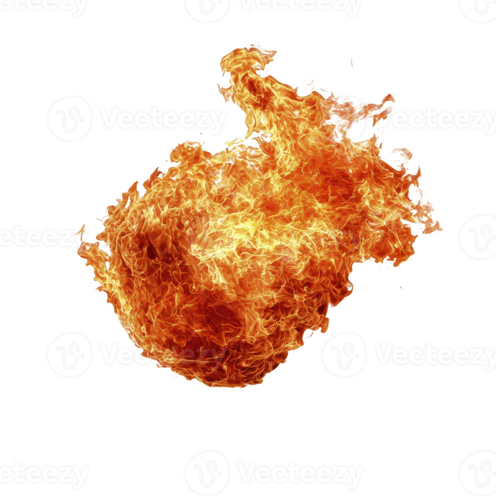 dynamic, fiery explosion with bright orange and yellow flames against transparent background, creating sense of intense heat and energy png