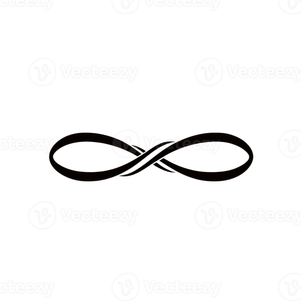 elegant black infinity symbol on transparent background, representing endless possibilities and continuity. smooth curves create sense of balance and harmony png