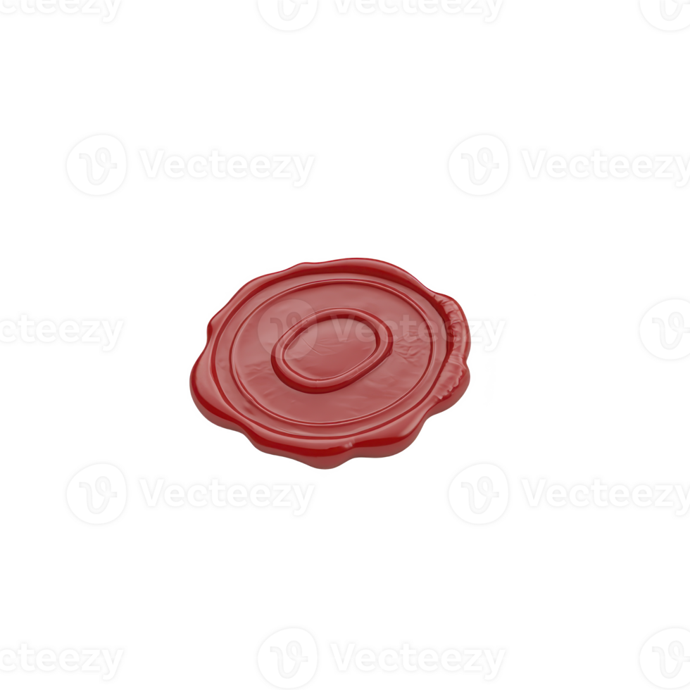 red wax seal with embossed oval design, symbolizing authenticity and tradition, is displayed on transparency background. seal texture and color evoke sense of elegance and formality png