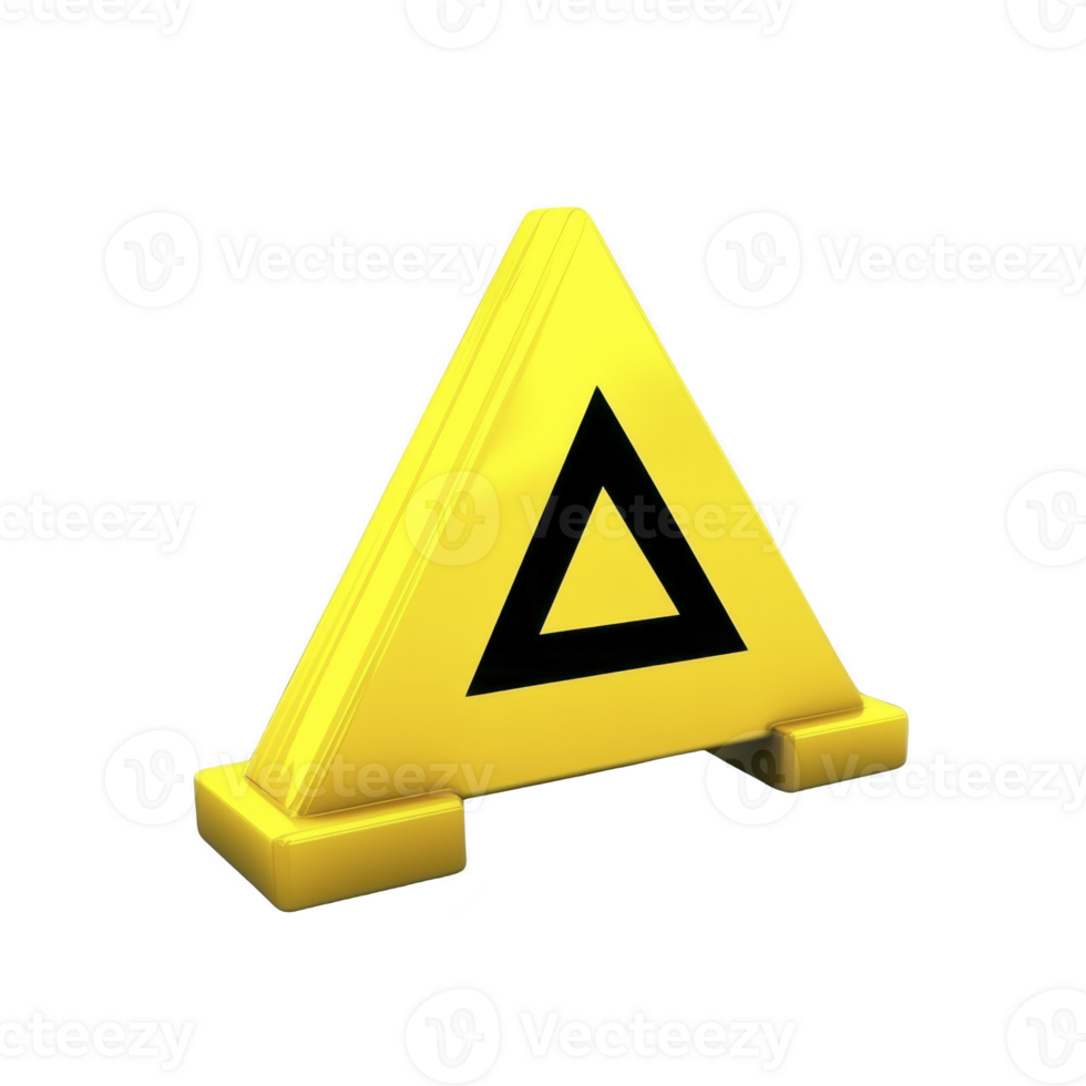 yellow triangular warning sign with black triangle symbol, often used to indicate caution or alert. bright color and simple design make it easily noticeable png