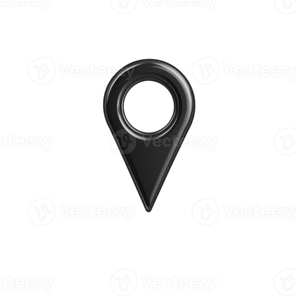 sleek black location pin icon with glossy finish, symbolizing navigation and positioning. design is simple and modern, often used in digital maps and GPS applications png
