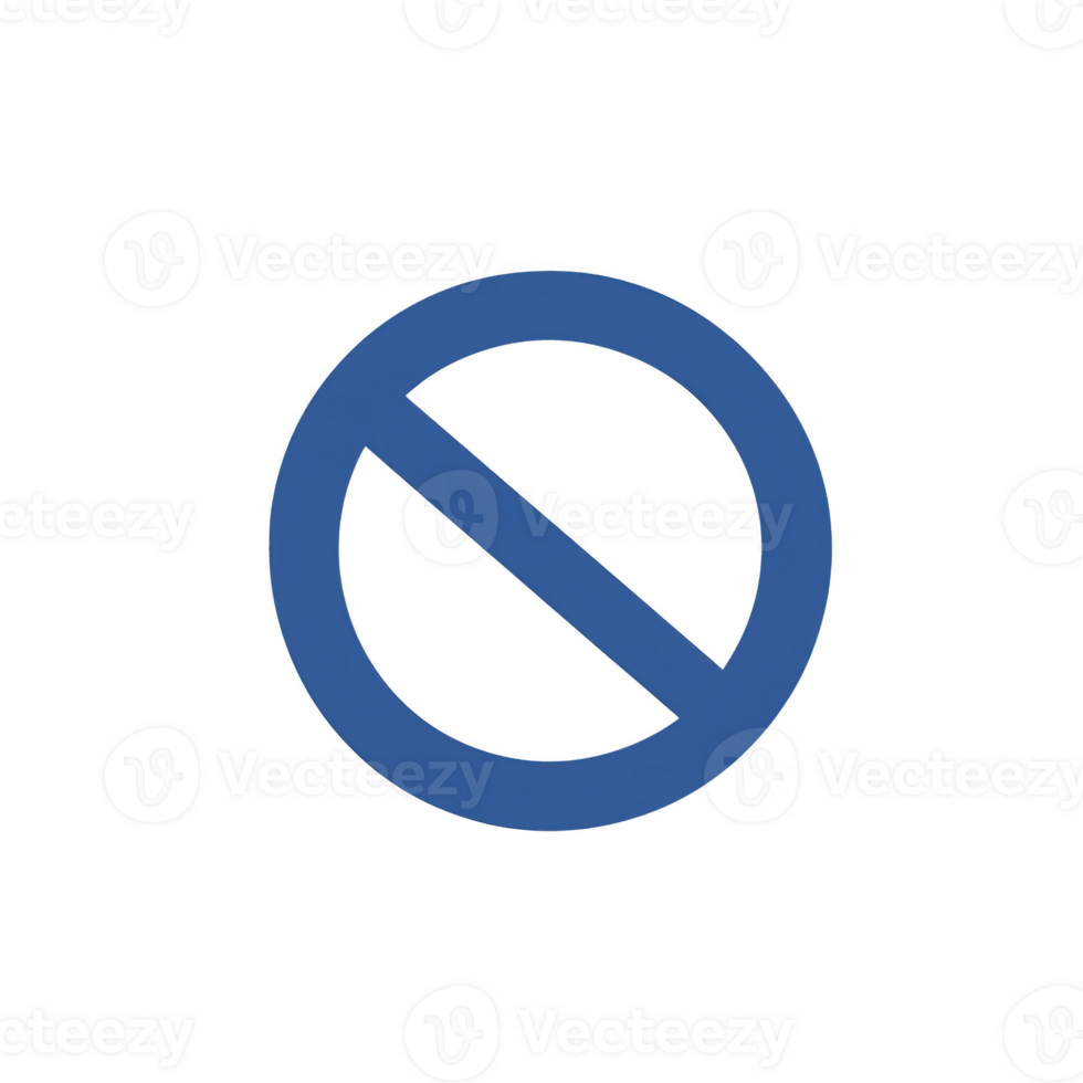 blue prohibition sign with diagonal line through circle, symbolizing restriction or no entry. simple design conveys clear message of prohibition or warning png