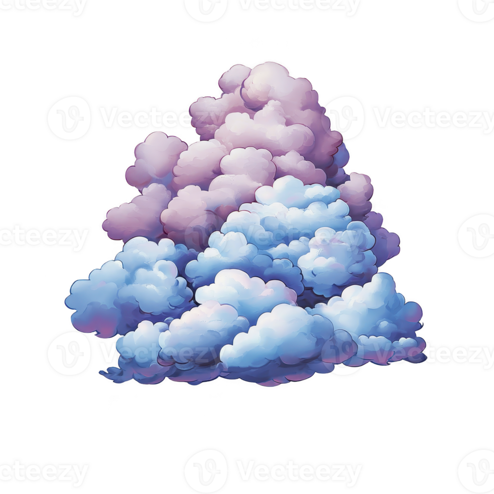 cluster of fluffy clouds in pastel shades of pink and blue creates dreamy and whimsical atmosphere. soft, cotton like texture adds sense of calm and serenity png