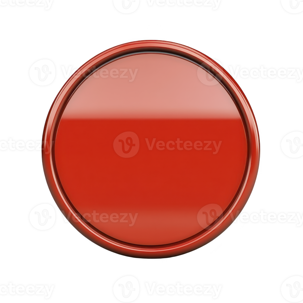 shiny red button with glossy finish, isolated on transparency background, conveys sense of urgency or importance. button smooth surface and vibrant color make it eye catching png