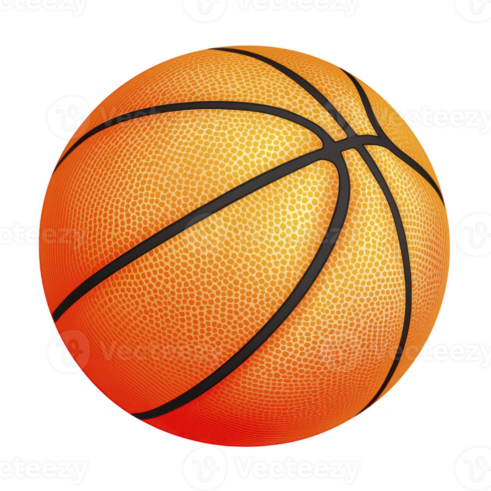vibrant orange basketball with black lines, showcasing textured surface, is depicted against plain background. ball design highlights its classic appearance, suitable for sports activities png