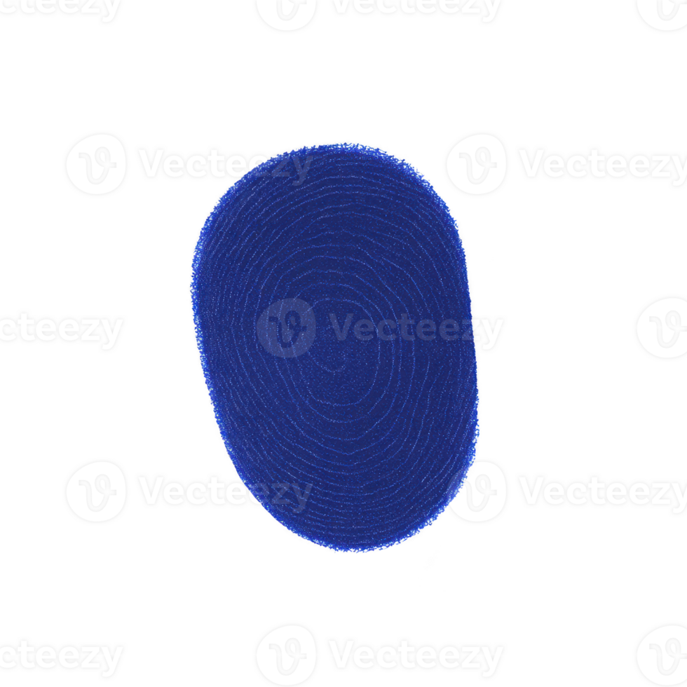 blue fingerprint pattern is displayed against transparency background, showcasing intricate lines and loops. image highlights unique and detailed structure of fingerprint, emphasizing png