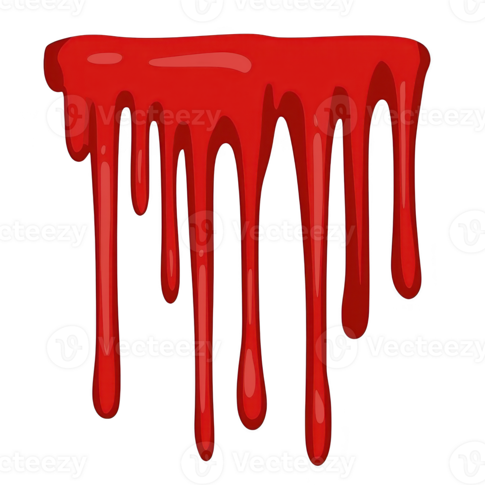 vibrant red dripping paint effect creates dramatic and artistic visual, resembling liquid or blood. glossy texture and flowing design add dynamic and bold element to image png