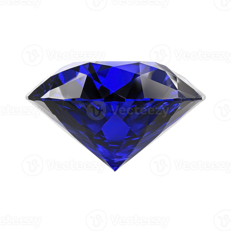 Stunning blue diamond with intricate facets and brilliant shine, set against transparency background, showcasing its elegance and luxury png