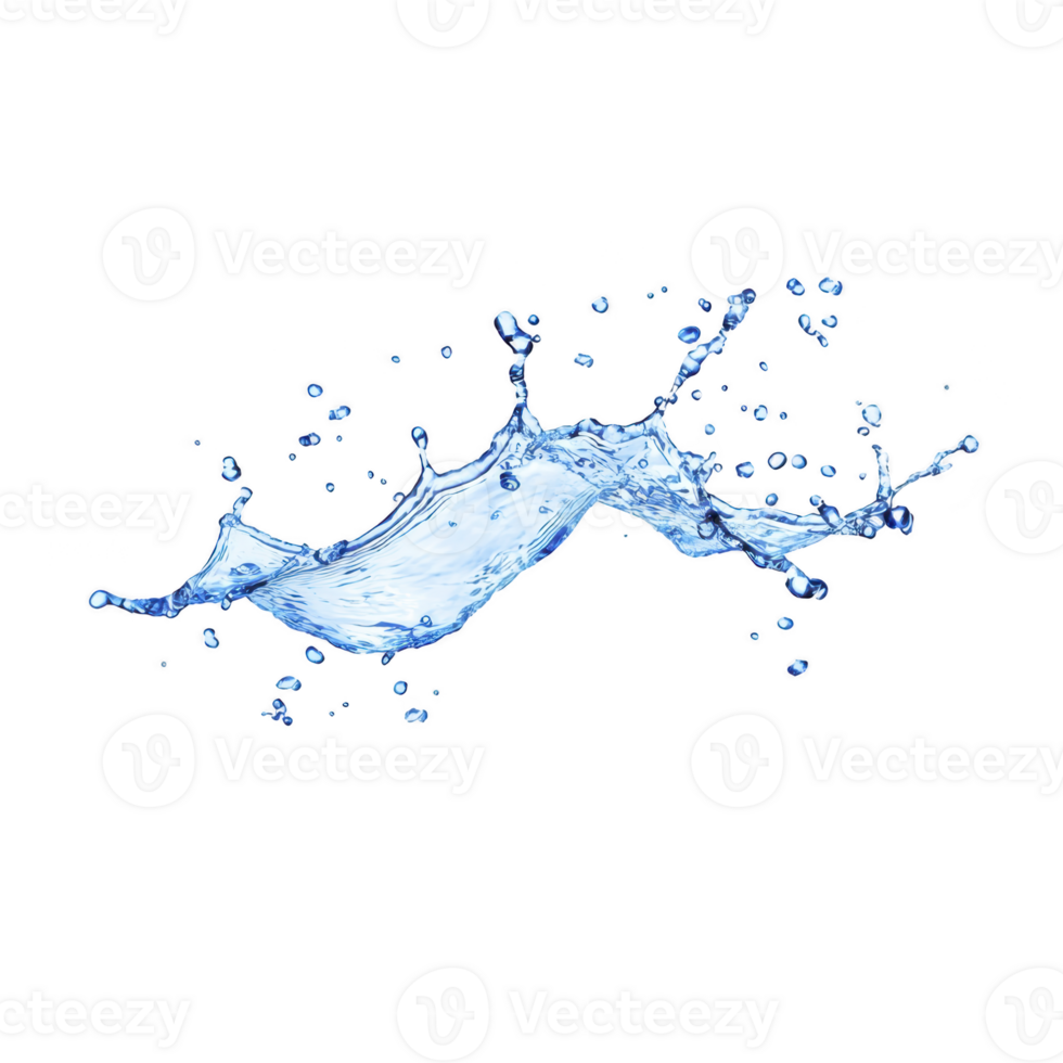 Dynamic splash of water captured mid air against transparency background, showcasing fluidity and motion of liquid. droplets are suspended, creating sense of movement and energy png