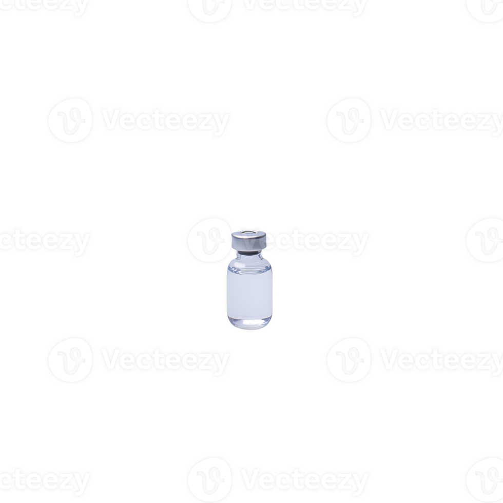 Small, clear glass vial with silver cap is isolated on transparency background, often used for storing liquids or medications. simplicity and clarity of image highlight vial purpose png