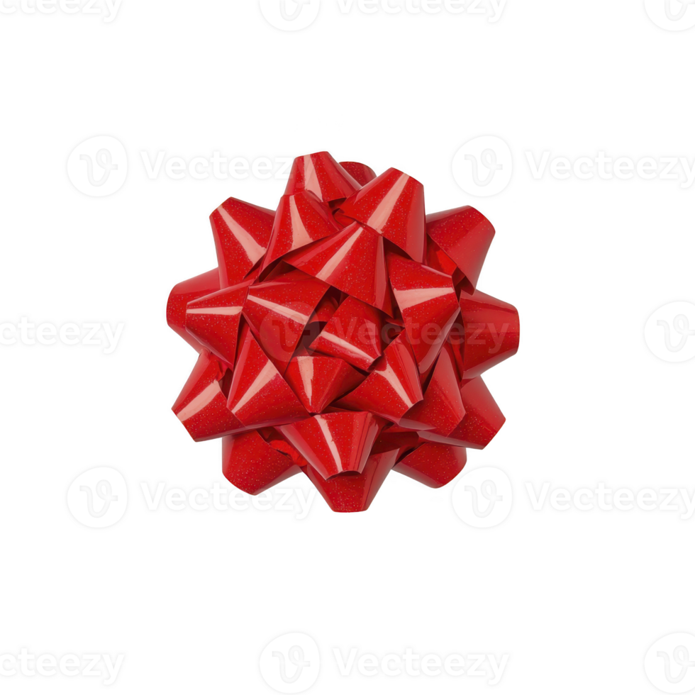 Shiny red gift bow with glossy finish, perfect for adding festive touch to presents. bow intricate loops create sense of elegance and celebration png