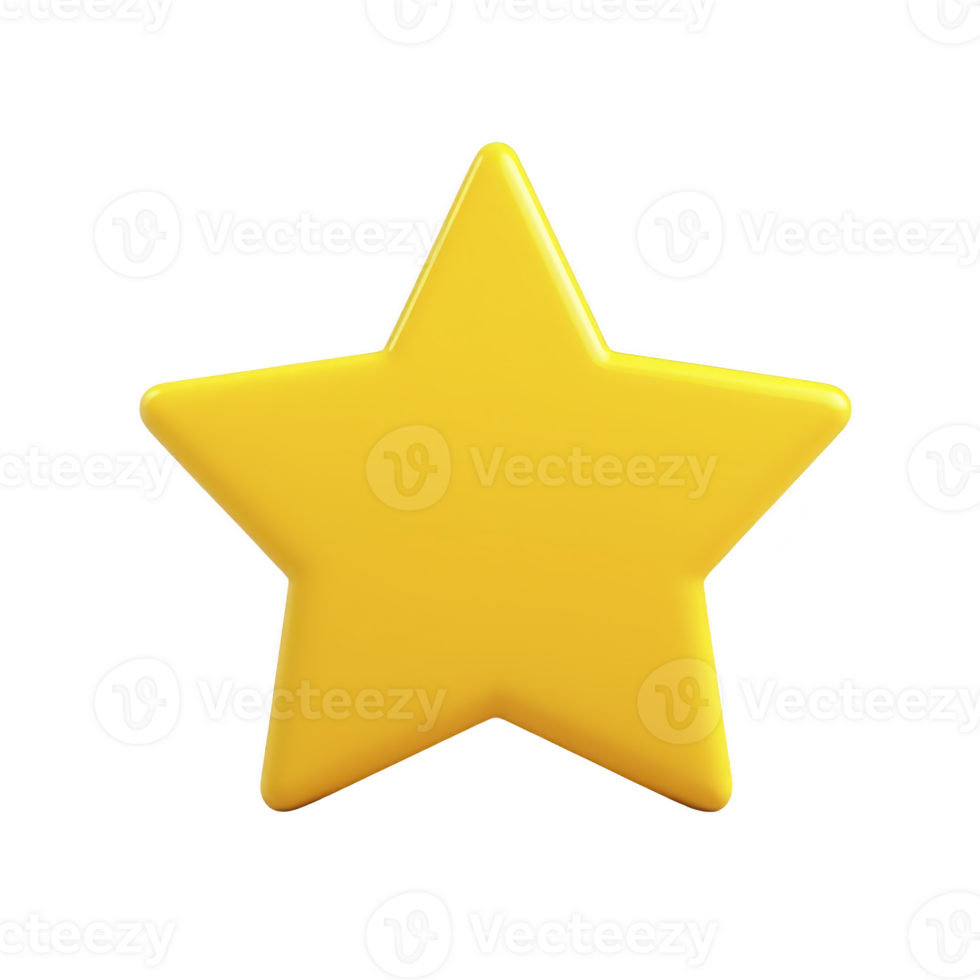 Shiny yellow star with smooth surface, symbolizing excellence or achievement, isolated on transparency background png