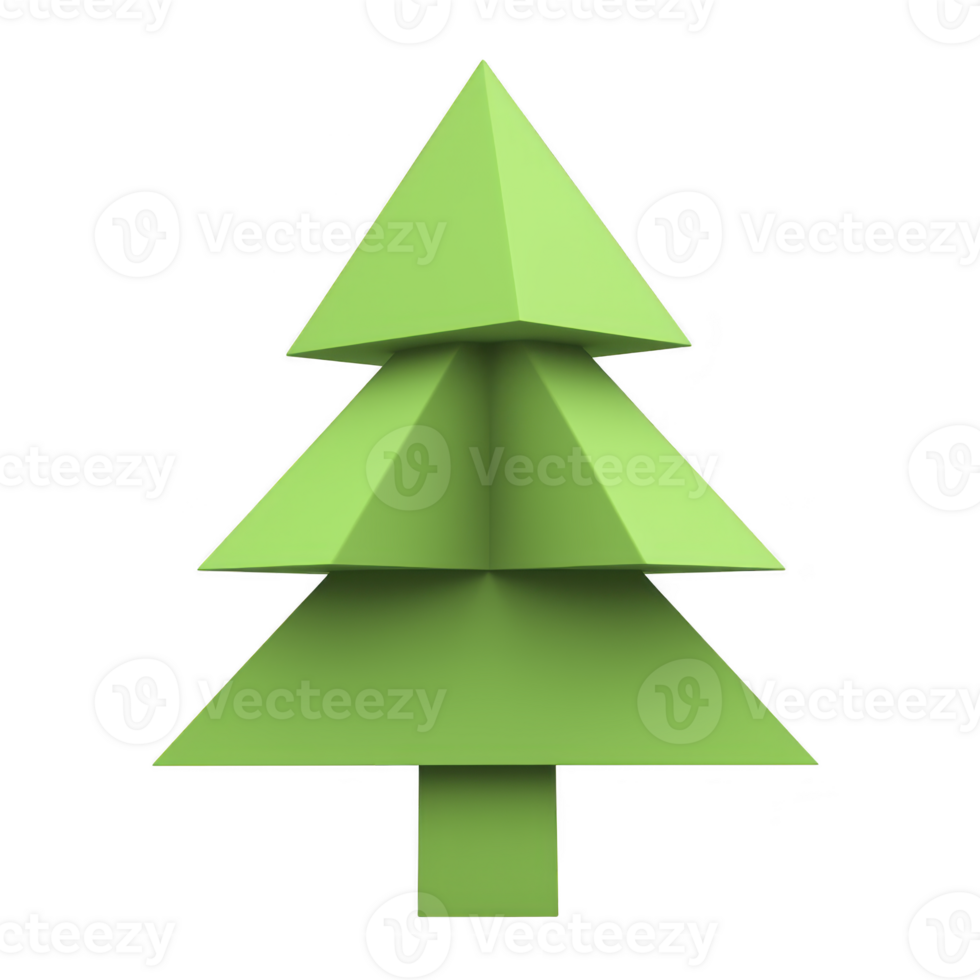Simple, geometric green Christmas tree illustration with minimalist design, featuring triangular shapes and modern aesthetic. Perfect for holiday themed projects png