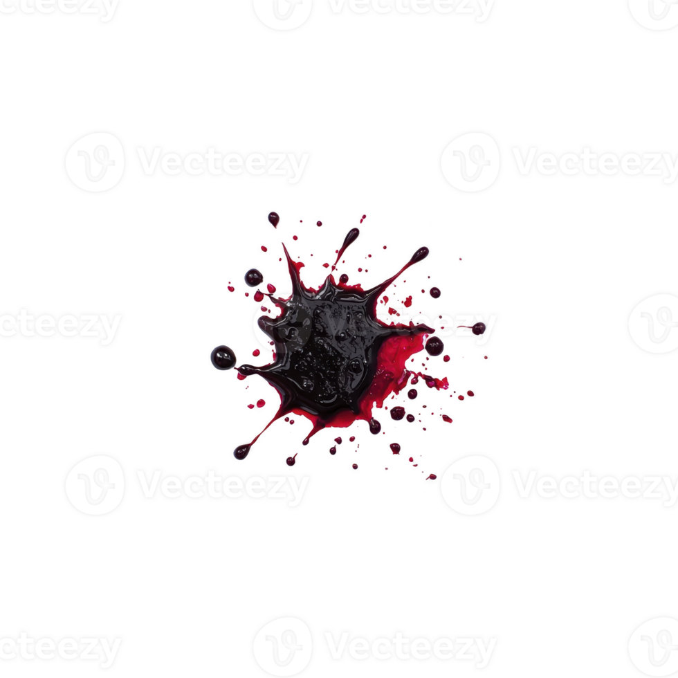 Vibrant splash of red and black paint creates abstract, dynamic pattern against plain background, evoking sense of energy and creativity png