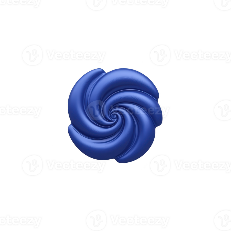 Swirling blue abstract shape resembling spiral or vortex, set against plain background, creates sense of motion and depth. design is smooth and glossy, evoking modern and dynamic feel png