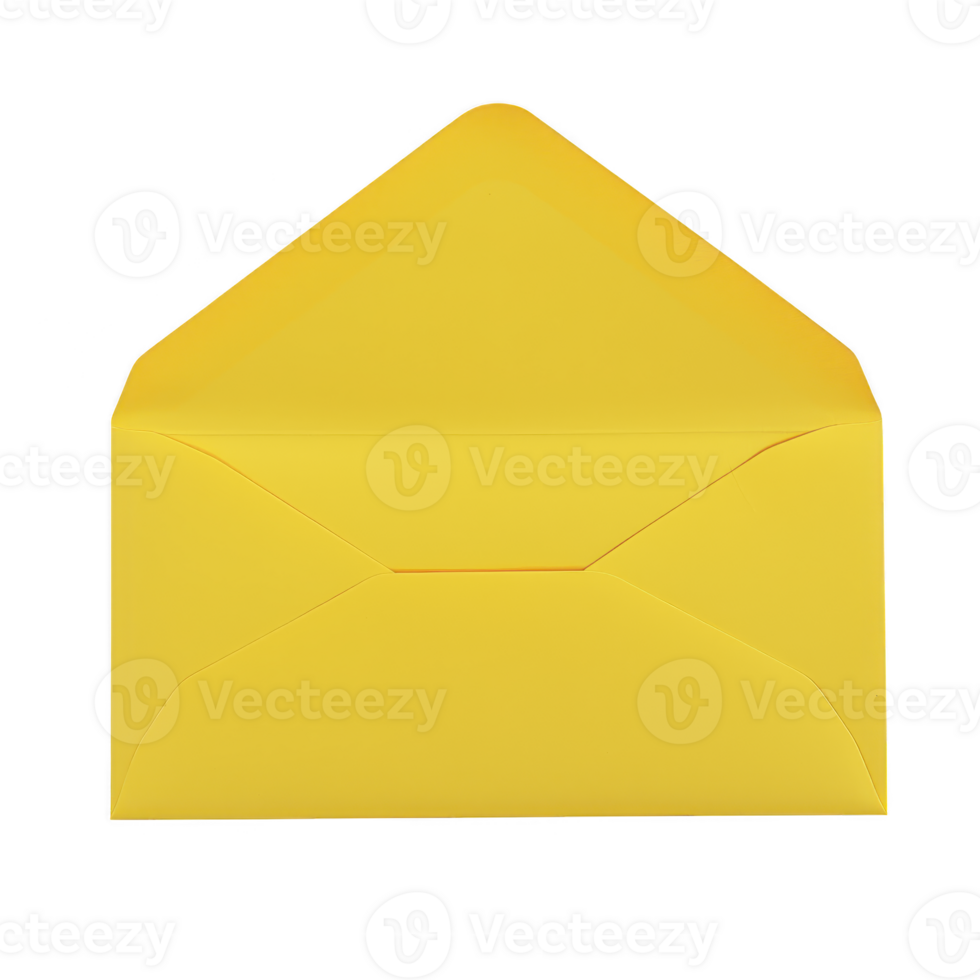 Vibrant yellow envelope with open flap, showcasing simple and cheerful design, perfect for invitations or letters png