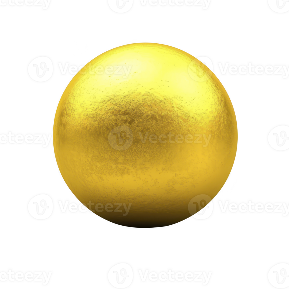Shiny golden sphere with smooth, reflective surface, isolated on transparency background, exudes elegance and simplicity png