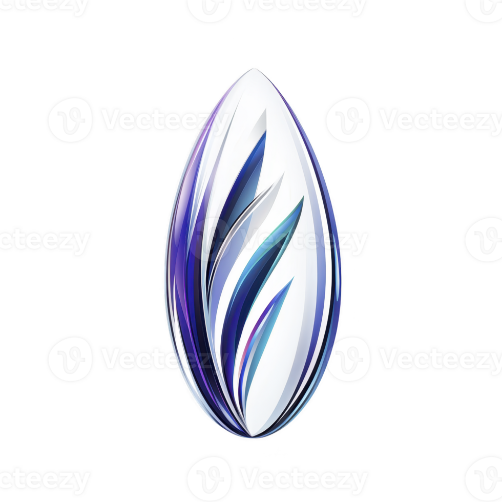 Sleek, abstract design featuring teardrop shape with blue and white gradient patterns, evoking sense of elegance and modernity png