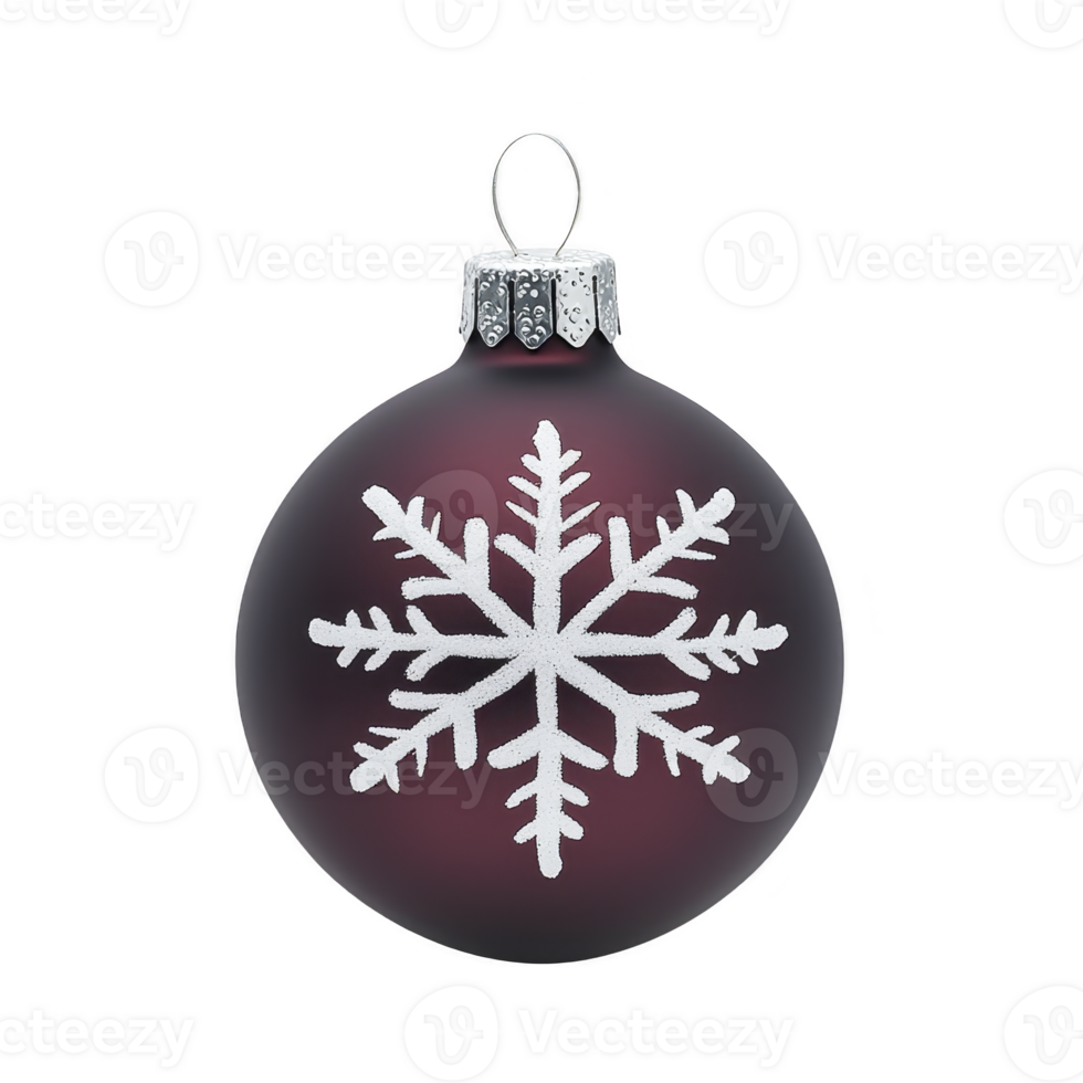 Festive red Christmas ornament with white snowflake design and silver cap, perfect for holiday decoration. ornament elegant design adds touch of winter charm png