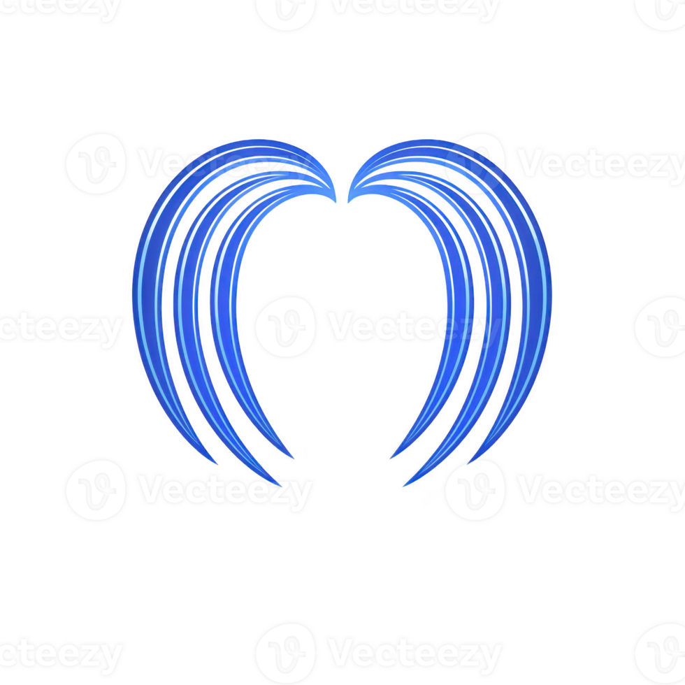 This features stylized blue heart shape with curved lines, creating modern and abstract design. heart is symmetrical and set against transparent background, giving it clean and minimalist png