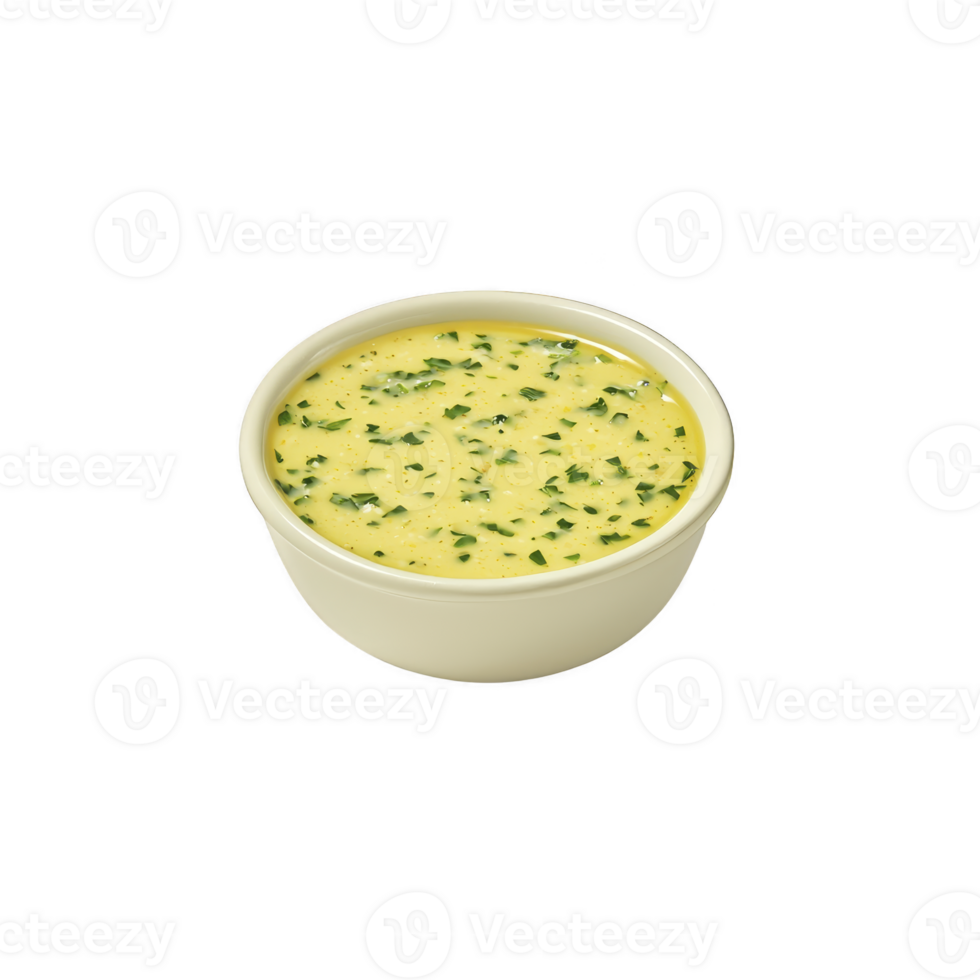 Creamy herb sauce in white bowl, featuring smooth texture with visible green herbs, perfect for enhancing dishes with rich and flavorful touch png