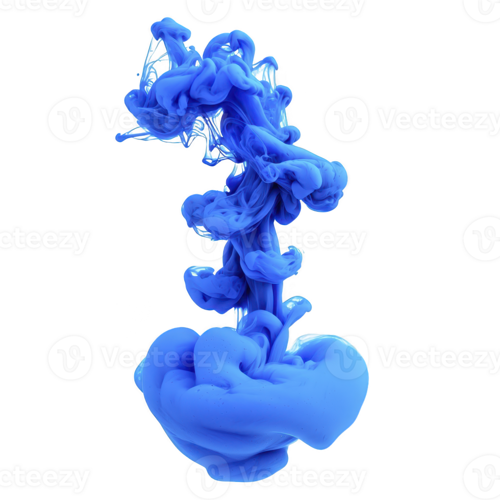 vibrant swirl of blue ink creates abstract, fluid shape against transparency background, evoking sense of motion and creativity png