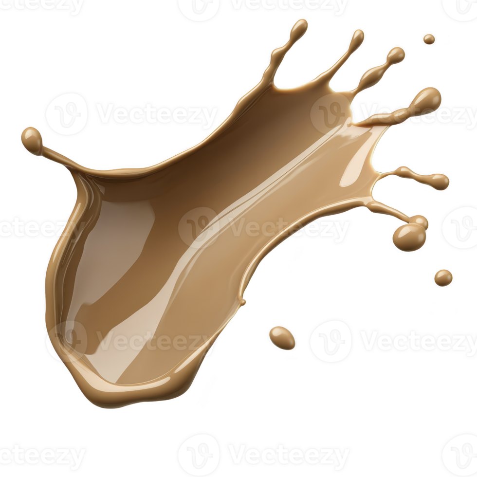 splash of creamy brown liquid captured mid air, showcasing its smooth texture and dynamic motion. fluid appears glossy and rich, evoking sense of indulgence and luxury png