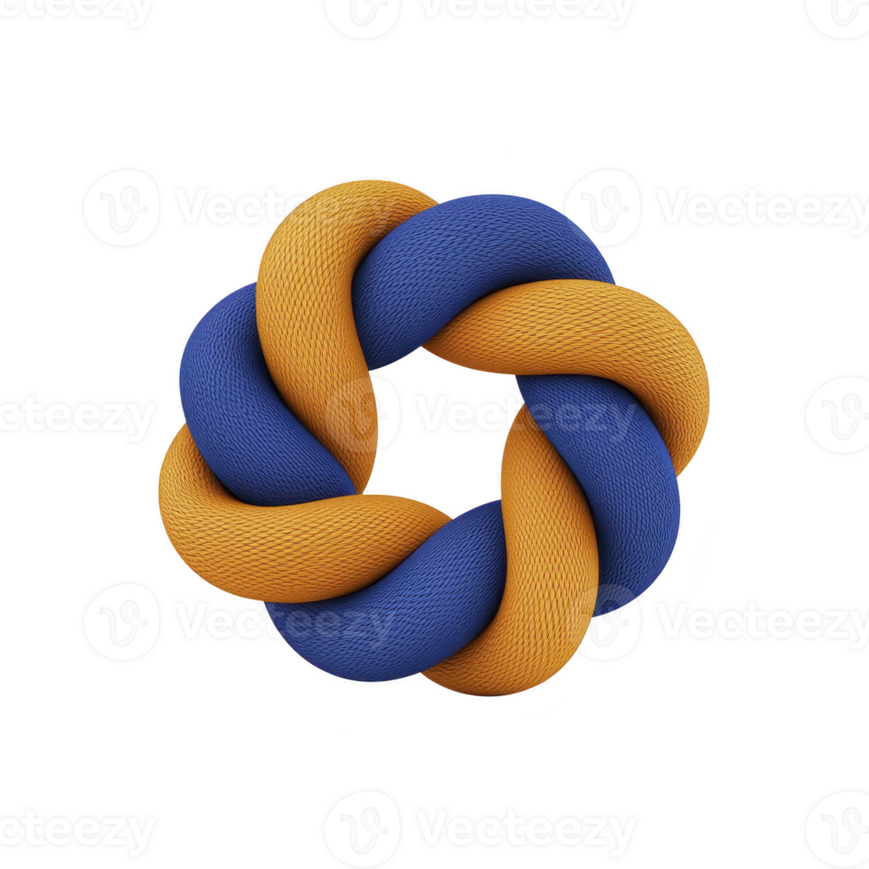 isto características circular, entrelaçados corda Projeto com alternando azul e amarelo segmentos, criando visualmente impressionante padronizar. textura parece tecido, adicionando profundidade e interesse.tecido corda círculo png
