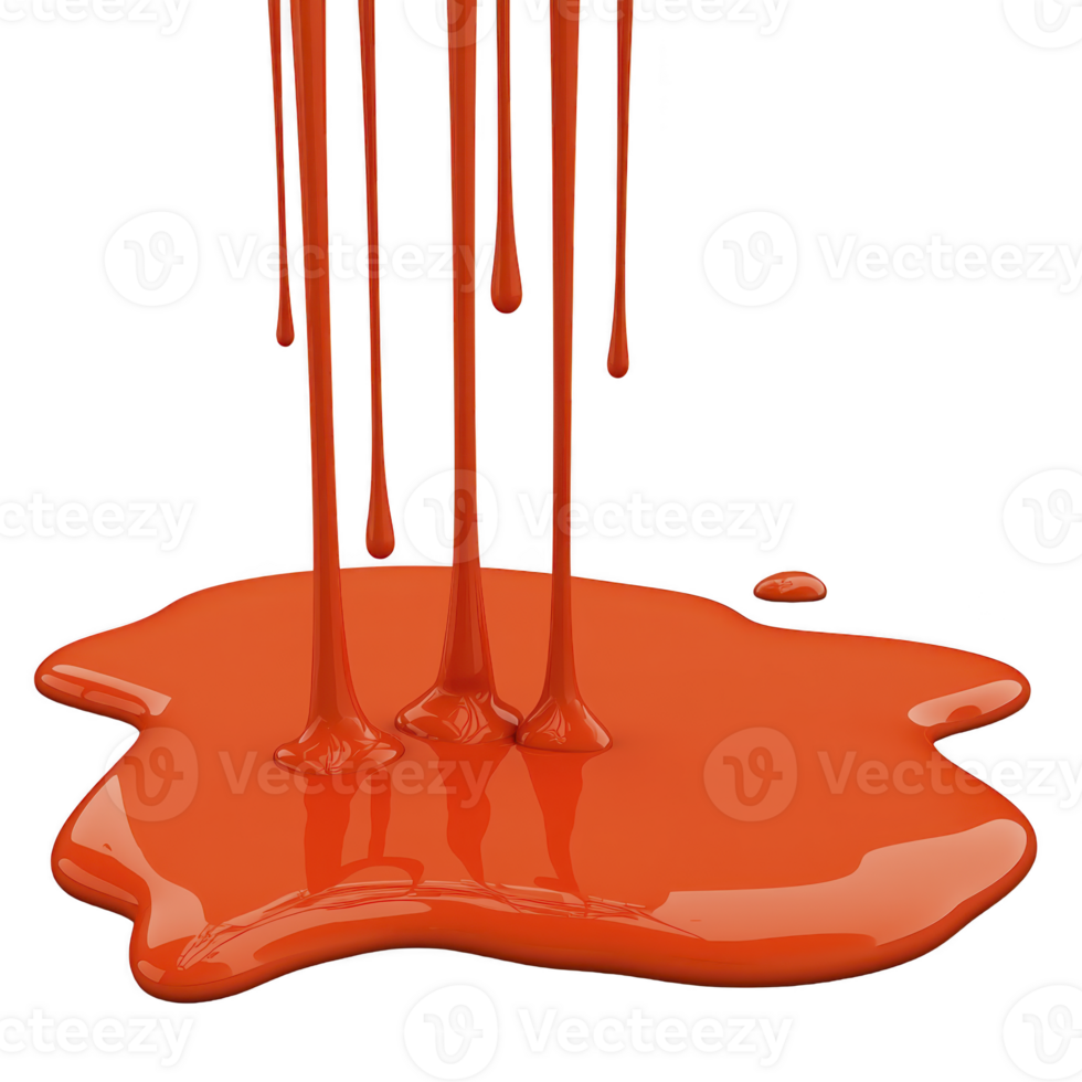 vibrant splash of orange paint drips down, creating glossy puddle on transparency background, evoking creativity and artistic expression png