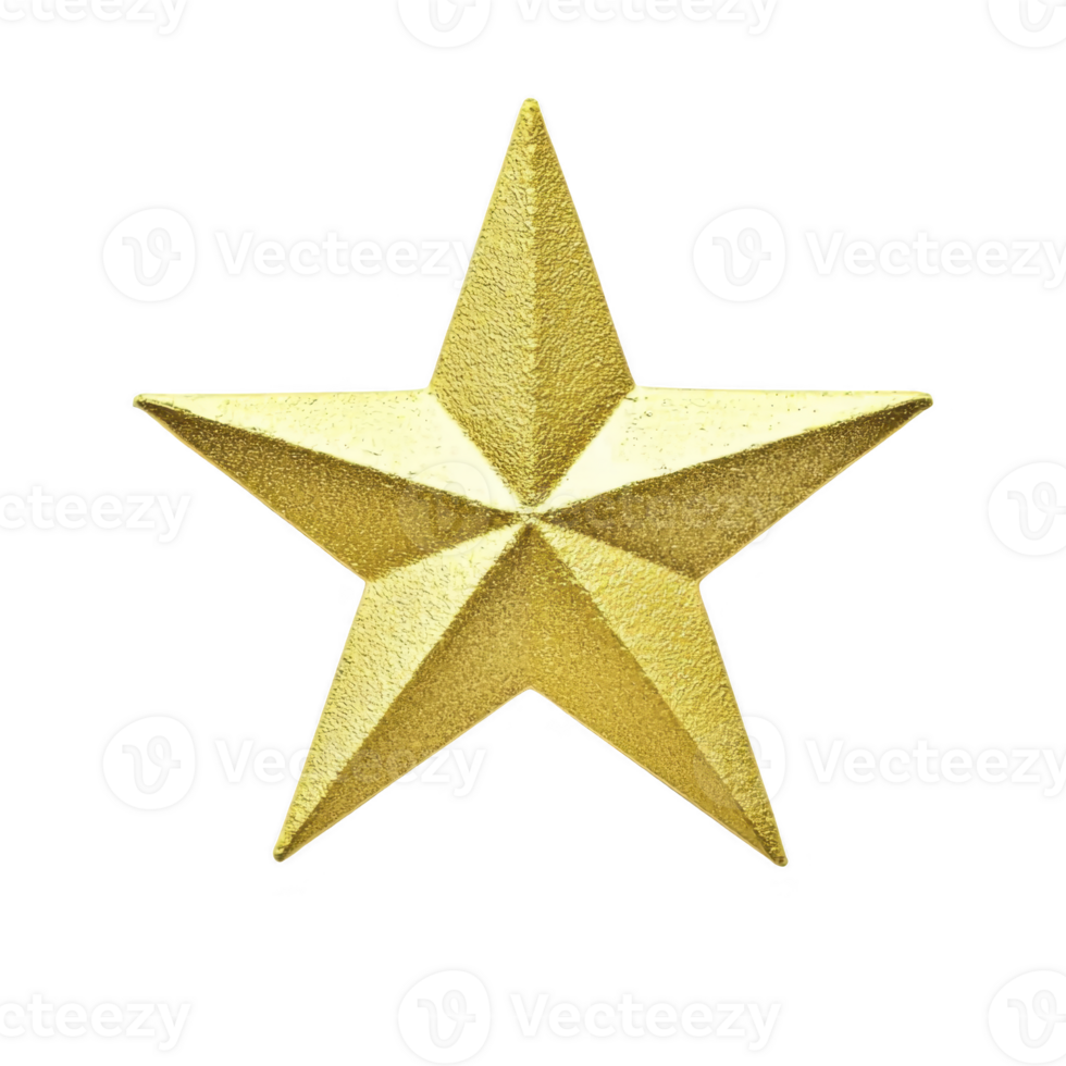 shiny gold star with textured surface stands out against transparency background, symbolizing achievement and excellence. five pointed star is often used as reward or decoration png