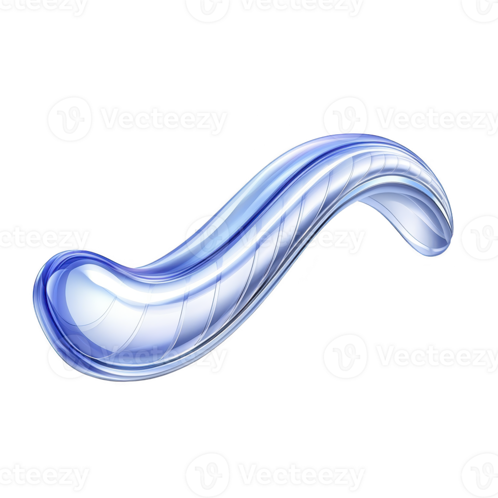 sleek, abstract blue and white 3D shape with smooth, flowing design, resembling wave or ribbon, set against transparent background. glossy surface adds futuristic feel png