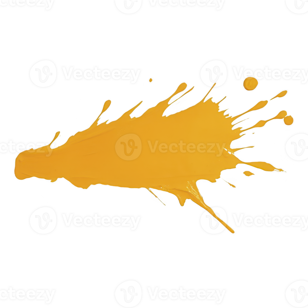 vibrant splash of orange paint creates dynamic and energetic visual effect against transparent background, perfect for creative design projects png